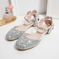 thumbnail image 4 of Huowey Girls Sandals Grils Dress Shoes Wedding Party Close Toe Glitter High Heels for Kids, 4 of 6