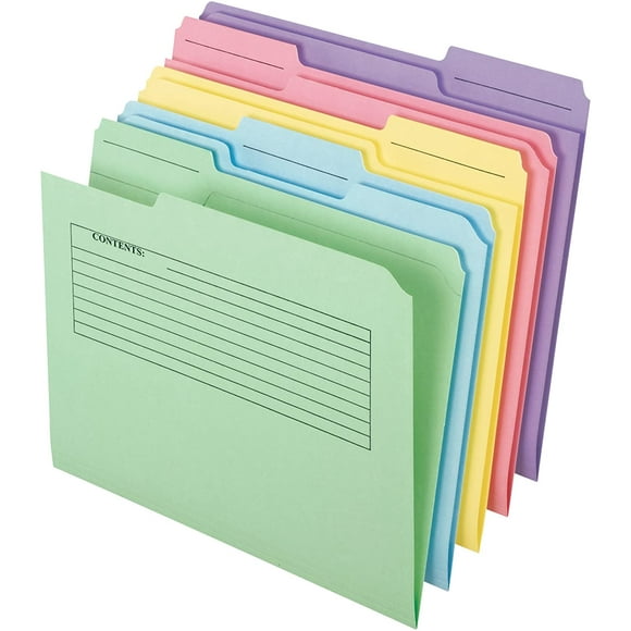 Pendaflex 45269 Dossiers de Notes Imprimées Pendaflex, 1/3 Coupe, Onglet Supérieur, Lettre, Assortiment, 30/Pack