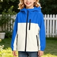 thumbnail image 5 of BCSIOAOI Girls Sweater,Color Block Hooded Waterproof Softshell Rain Jacket with Pockets Blue 9-10 Years, 5 of 7