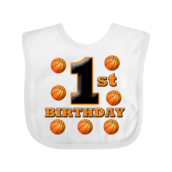 Inktastic 1st Birthday Basketball Boys or Girls Baby Bib