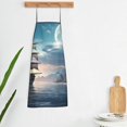 thumbnail image 5 of Naloa 1Pack Adjustable Bib Apron Waterdrop Resistant Cooking Kitchen Aprons for Women Men Chef, Moonlit Sea Sailboat Print, 5 of 5