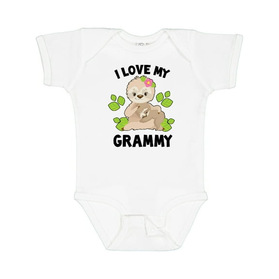 Inktastic Cute Sloth I Love My Grammy with Green Leaves Boys or Girls Baby Bodysuit