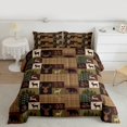 thumbnail image 2 of Homewish Rustic Deer Moose Full Size Comforter Sets for Men, Wildlife Jungle Bear Bedding Comforter Set, Vintage Brown Patchwork Reversible Bedding Sets, Luxury Bedroom Decor, 3 Pieces, 2 of 8