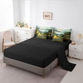 thumbnail image 3 of Catabedysis Stained Glass Camping 7-Piece Twin Bedding,Rustic Bohemian Style Bedding Comforter Set For Boys,Multicolor,Black Reversible, 3 of 7