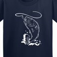 thumbnail image 4 of Inktastic Leaping Bass Fish White Outline Youth T-Shirt, 4 of 5