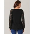 thumbnail image 4 of DARING DIVA Women's Lace Long Sleeve Crew Neck Casual Tops S Black, 4 of 5