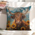 thumbnail image 6 of bull sunflowers blue sky Linen toss pillowcase decoration pillowcase gifting preferred 18x18 inch cushion cover 2 sets sofa pillowcase sofa bedroom living room car, 6 of 8