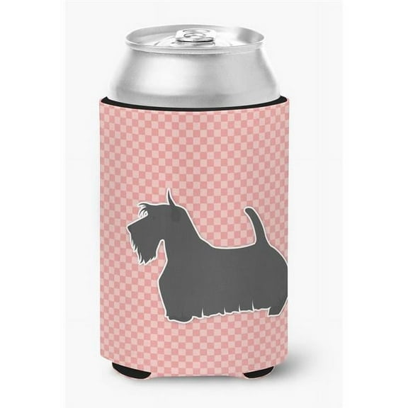 Scottish Terrier Checkerboard Pink Can or Bottle Hugger