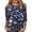 Navy, variant on WEIWEN Crew Neck T Shirts for Women Floral Summer Tops 3/4 Sleeve Shirts Fashion Casual Tunic Tops Women's Oversized Tshirts (Blue, Size XXL)