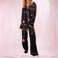 thumbnail image 5 of Levmjia Womens Pajama Set Lapel Long Sleeve Valentine Printed Pants Sleepwear 2 Piece Pajamas Cozy Set Soft Warm Pajamas Home Sleep Comfort Daily Wear, 5 of 8