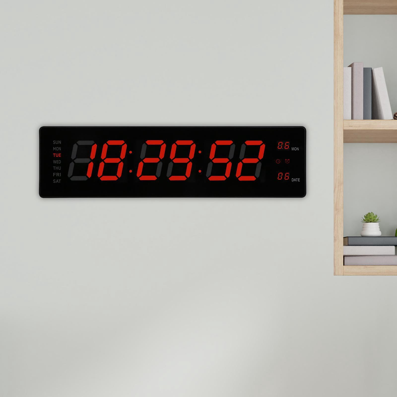Baoblaze LED Digital Clock Bedroom Display Date Calendar Bar Wall Hanging Alarm Clock Red