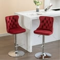 thumbnail image 3 of Bar Stools With Adjustable Seat Height 25 - 33 Inch, Velvet Upholstery, Base, , Wine Red/burgundy, For Pub And Kitchen Island Use Comfort, In Of 2 Home, 3 of 6