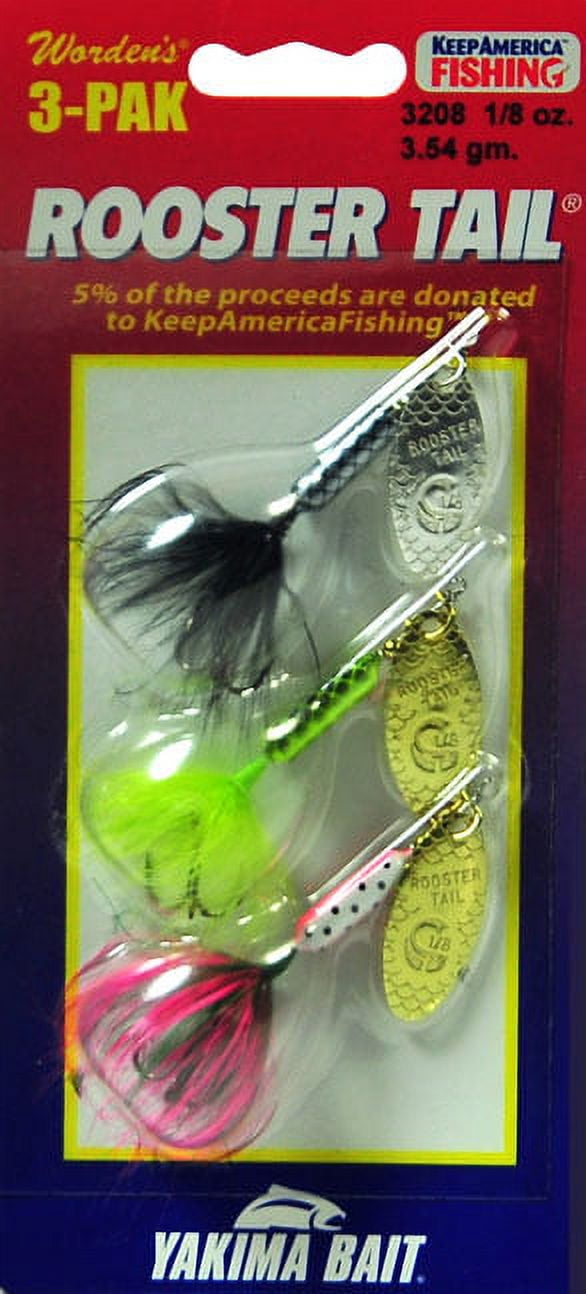 Yakima Bait Worden's Original Rooster Tail, Inline Spinnerbait Fishing Lures, 1/8 oz, 3 Count, 3208 S114