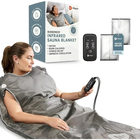 LifePro Bioremedy Plus Portable Far-Infrared Sauna Blanket for Weight Loss and Detox - Gray