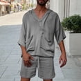 thumbnail image 2 of Conjunto de Traje para Hombre, Casual Manga Corta con Capucha, Pantalones Cortos de Bolsillo Conjunto de Color Sólido para Hombres, 2 of 6