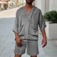 thumbnail image 2 of Conjunto de Traje para Hombre, Casual Manga Corta con Capucha, Pantalones Cortos de Bolsillo Conjunto de Color Sólido para Hombres, 2 of 6