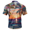 thumbnail image 6 of Domuza Mens Hawaiian Tropical Shirt Short Sleeve Casual Trendy Button T-Shirt Lounge Vacation Lightweight Loose Fit Blouse Orange 3XL, 6 of 7