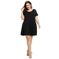 thumbnail image 6 of VEPKUL Womens Plus Size Dresses with Pockets Casual Short Sleeve Dress Loose A Line Flowy Swing Black_3X, 6 of 9
