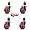 thumbnail image 2 of 4 Inch Red Poly Wheel Swivel 1-7/8 Inch Expanding Stem Caster Set SCC, 2 of 2