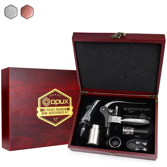 OPUX Premium Rabbit Wine Opener Set | Wine Tool Accessories with Rabbit Corkscrew Opener, Aerator, Stopper, Foil Cutter | Wine Bottle Opener Kit Gift Box for Housewarming