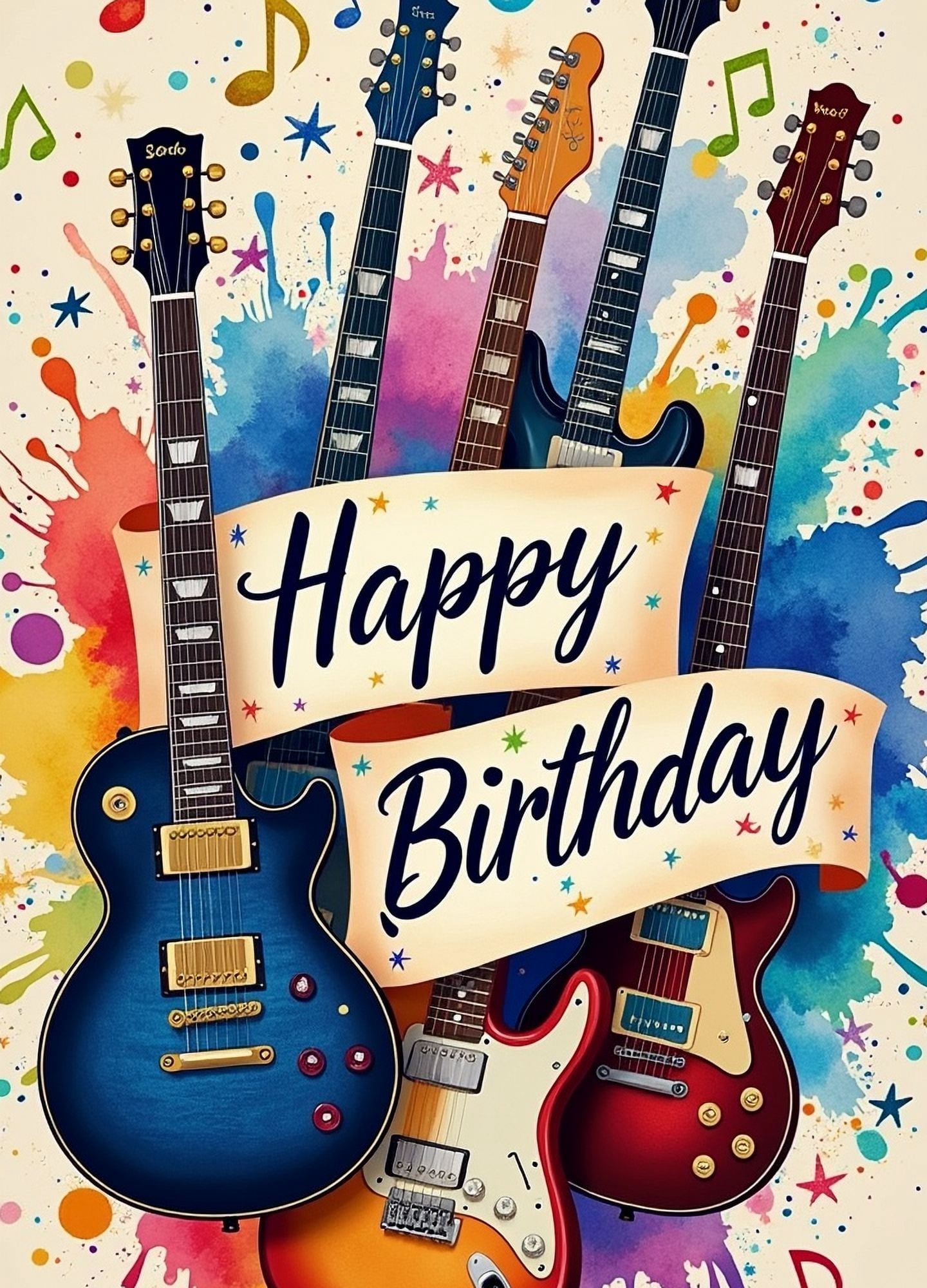Fond Photo Anniversaire 70 Ans – Rond Noir Avec Guitare – Décor Polyester