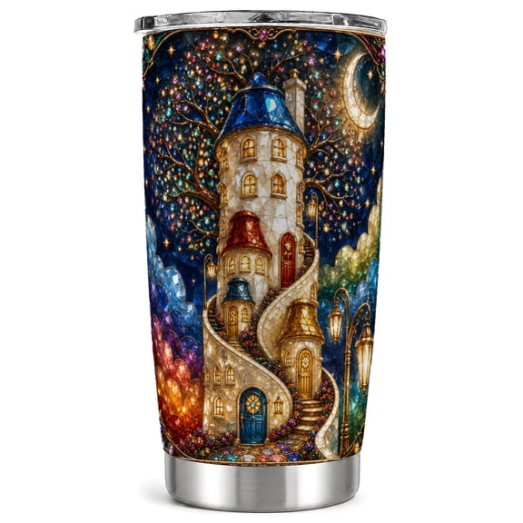 Fantasy House Tumbler 20oz, Moon Tumbler, Stainless Steel Travel Cup