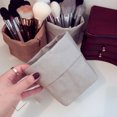 thumbnail image 4 of Organizador de cosméticos, brocha de maquillaje, portavasos, bolsas de papel Kraft portátiles de viaje, estuche para lápices para escritorio, bolsa de papelería lavable reutilizable, 4 of 5