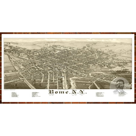 Ted's Vintage Art Map of Rome, NY 1886; Old New York Decor 12