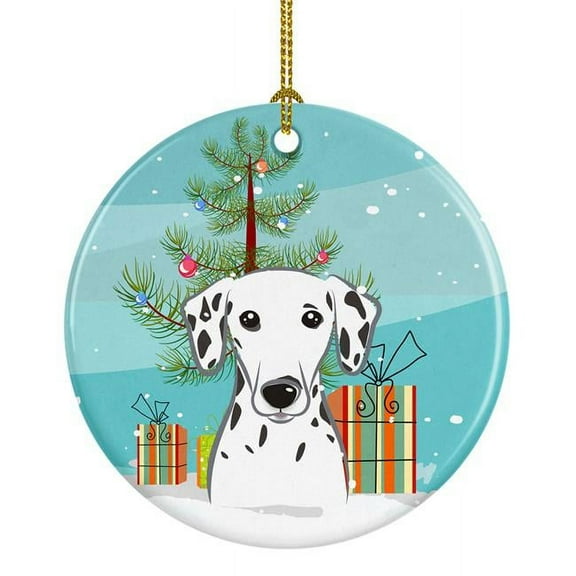 Christmas Tree & Dalmatian Ceramic Ornament