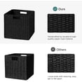 thumbnail image 3 of HBlife Wicker Baskets, Set of 3 Hand-Woven Paper Rope Storage Baskets, Foldable Cubby Storage Bins, Large Wicker Storage Basket for Shelves Pantry Organizing & Decor, Black, 3 of 8