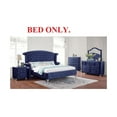 thumbnail image 5 of Eastern King Size Bed Glam Blue Padded Velvet Like Fabric 1p Bed Wingback Design Crystal Like Acrylic Buttons Bedroom Furniture, 5 of 5