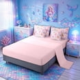 thumbnail image 5 of meiyoeat Kawaii Crown Mermaid Princess Twin Bedding for Kids Girls, Dolphin Star Coral Fairy Bedding Comforter Set, Pink Purple, Pink Reversible, 7pcs, 5 of 6