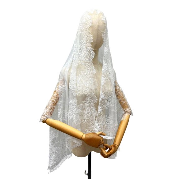 Elegant Black Lace Scarf For Ceremony Traditional Style Accessory Lightweight Polyester