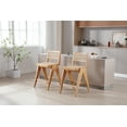 thumbnail image 4 of Dayalane 26" Rattan Counter Height Bar Stools Set of 2, French Bar Stools with Cane Back, Wooden Farmhouse Kitchen Chairs Counter Stools with Footrest for Kitchen Island Bistro Bar, Natural, 4 of 8