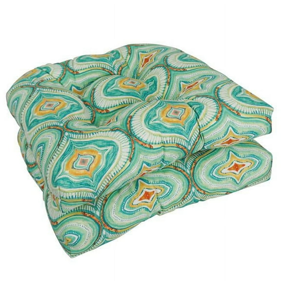 Blazing Needles Outdoor Rounded Back Chair Cushion, 19" x 19", Tyngsboro Opal 2 Count