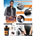 thumbnail image 6 of Heated Vest for Men Women - Upgrade 17 Heating Zones Electric USB Warming Vest Rechargeable Heat Vest for Hunting Motorcycle Outdoor Golf (Battery Not Included) (XL, Grey), 6 of 6