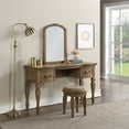 thumbnail image 2 of Poundex Wood Vanity Set with Stool and Mirror in Antique Oak, 2 of 10