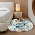 thumbnail image 2 of Round Rugs 5Ft, Teal Crab Coastal Round Area Rug Washable Indoor Throw Carpet, Nautical Summer Beach Starfish Ocean Soft Non Slip Circle Rug for Cabinet Bathroom Home Decor Aesthetic, 2 of 8
