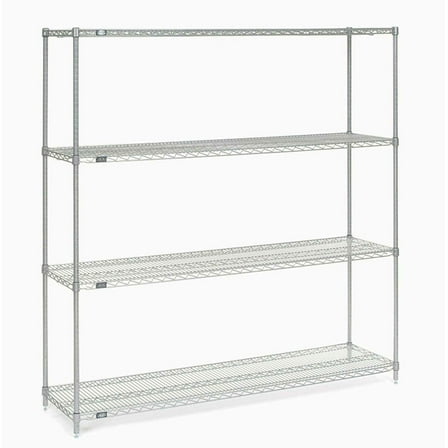 Nexel 5 Tier Stainless Steel Wire Shelving Starter Unit, 60"W x 18"D x 63"H