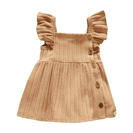 

Toddler Baby Girls Dresses Patchwork Printed Ruffle Sleeve O-Neck Sling Ribbed Stitching Thickened Jacquard Casual Swing Sun Holiday Vacation Daily Wear Dress