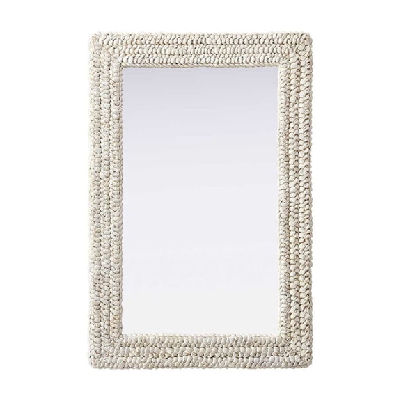 Elegant Decor Rectangle Cornhusk Mirror 24x36 in Linen White