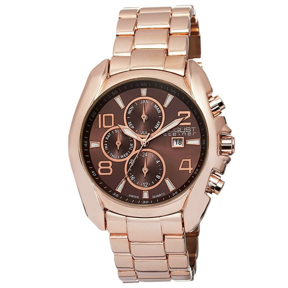 Men's Swiss Quartz Multifunction Rose-Tone Bracelet Watch