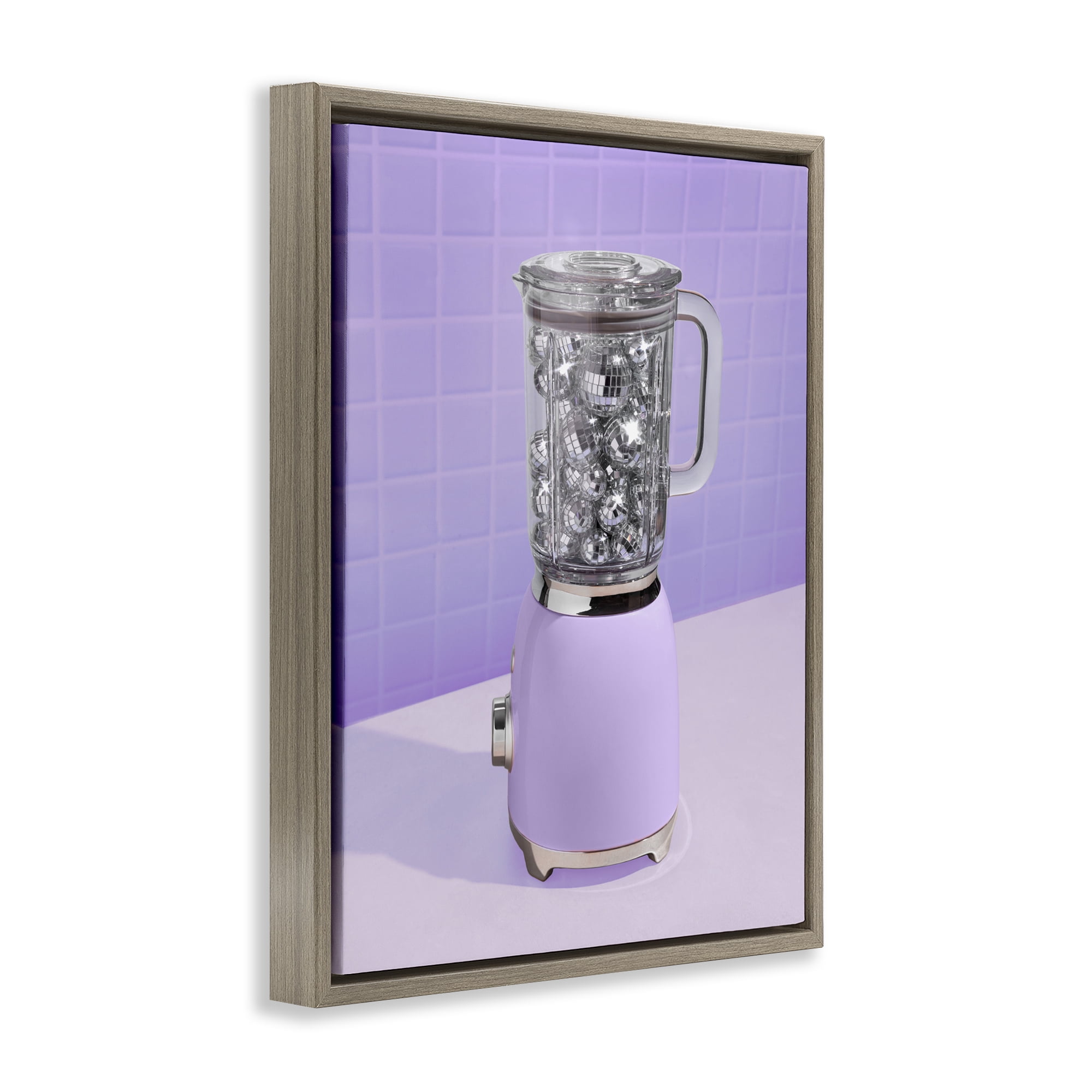 Stupell Industries Disco Drink Blender over Purple Brown Framed Floater Canvas Wall Art, design by LISH Creative