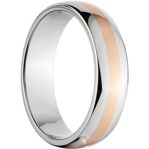 6mm Half-Round Titanium Ring with a 2mm Copper Inlay and a Polished Finish
