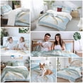 thumbnail image 5 of 3 Piece Blue Coastal Duvet Cover Set California King,Microfiber Comforter/Quilt Cover with Corner Ties and 2 Pillowcases,Summer Palm Trees Vacation Watercolor All Season Bedding with Zipper Closure, 5 of 8