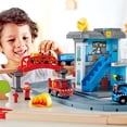 thumbnail image 6 of Hape Wooden 2-in-1 Police & Fire Station Train Playset for Children, 6 of 6