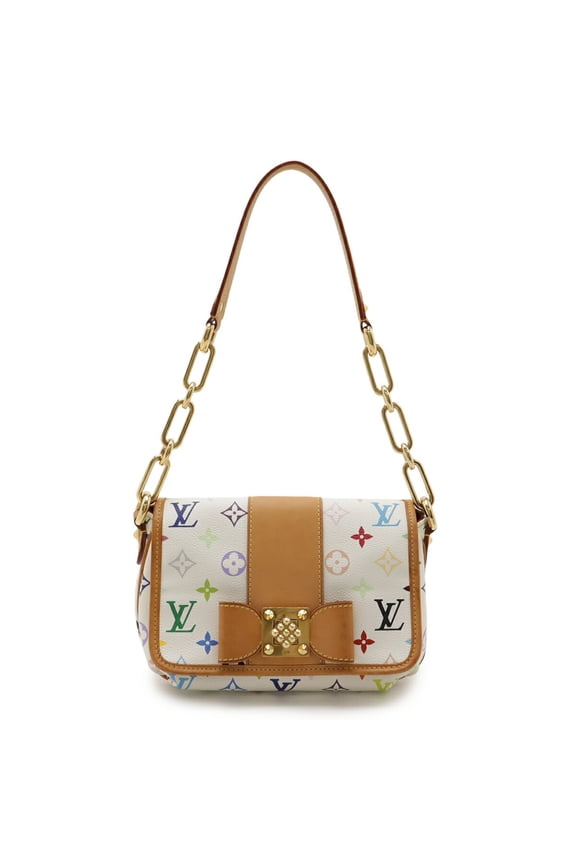 Pre-Owned LOUIS VUITTON Monogram Multicolore Patty Shoulder Bag, Chain Ribbon, Blanc, White,...