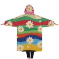 thumbnail image 2 of Oversized Wearable Blanket Hoodie,Pioneer Flower Floral Print Pattern Sherpa Blanket Hoodie with Super Pockets,Super Warm Fuzzy Pullover for Women & Men, 2 of 6