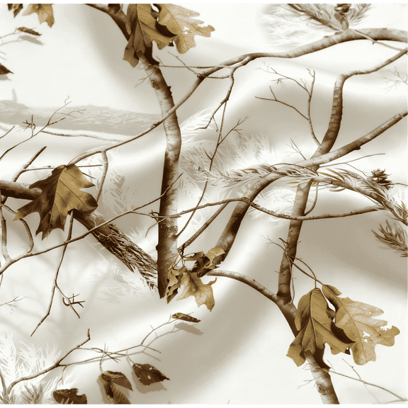 HBDesign 60 Inch White Camo Satin Fabric by the Yard, Wide Width Sewing Material for Apparel, Crafts, Home Decor(2 yard)