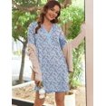 thumbnail image 3 of Ekouaer Women's Nightshirt Long Sleeve Button Down Nightgown V-Neck Sleepwear Pajama Dress, 3 of 6